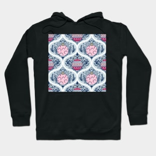 Ogee pattern with pink and blue christmas baubles Hoodie